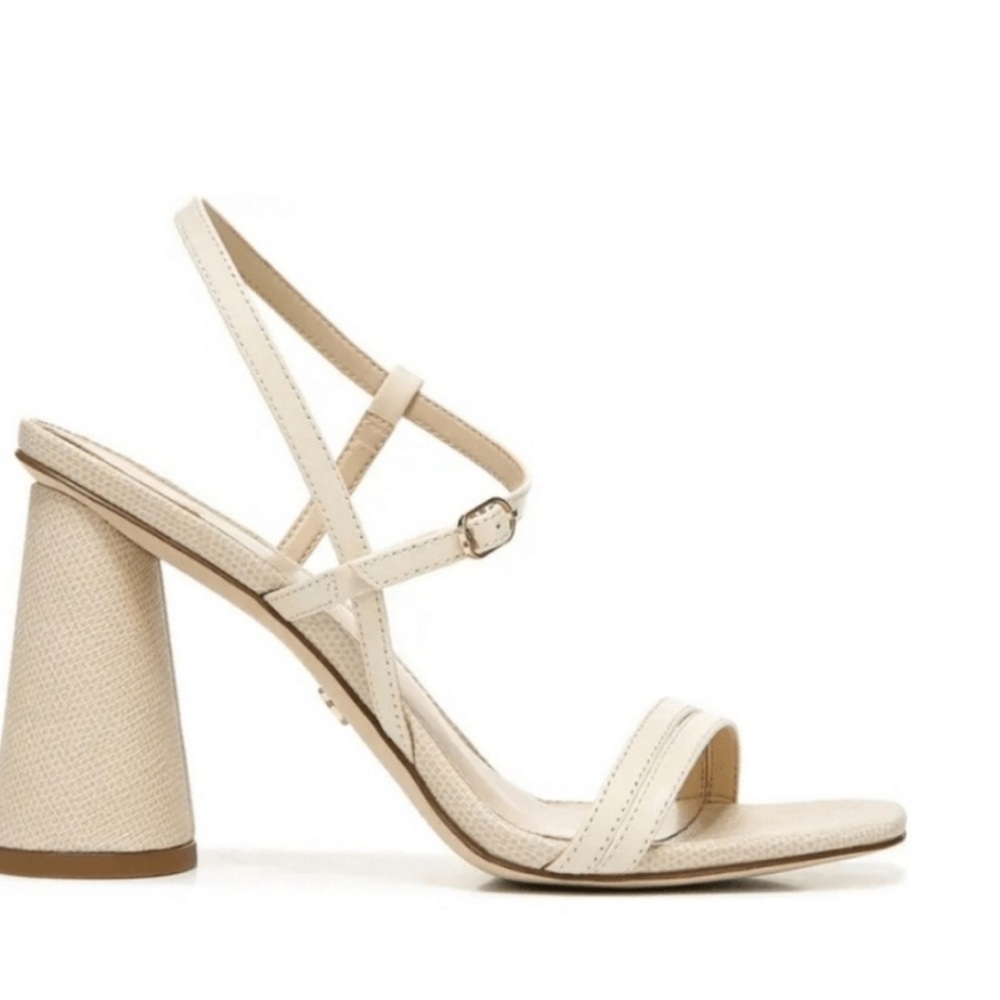 Sam Edelman Kit Slingback Block High Heel tan beige cream Sandal Sz‎ 9.5 $140